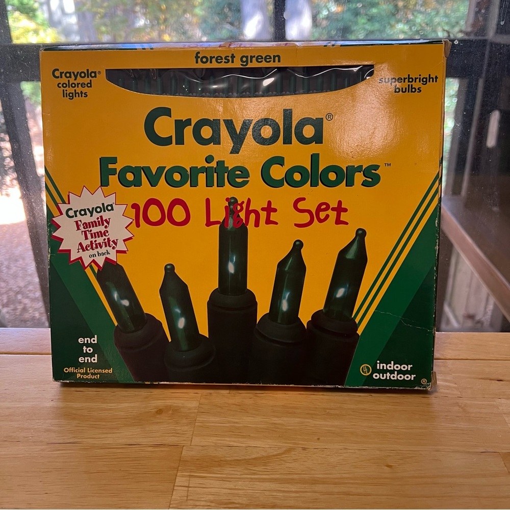 Crayola Forest Green 100 Light Set 1989 Christmas String Lights VTG